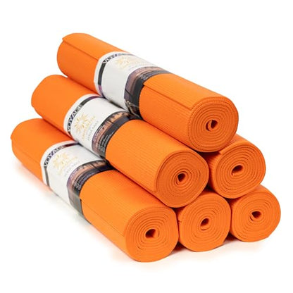 Voyage Yoga Mat, 6 Pack, 72" x 24" Professional Studio and Gym Bulk Yoga Mats, 5mm Thick, Durable, Anti-Tear, Non Slip Fitness and Exercise Mats - color: Orange