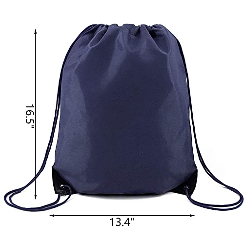 BeeGreen 20 pieces Wholesale Navy Blue Drawstring Backpack Bags Cinch Bags Bulk Heavy Duty String Backpack Machine Washable Sackpack Sport Bags for Women Men - color: Navy Blue