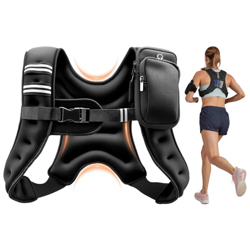 VEVOR Weighted Vest, 6lbs/8lbs/10lbs/25lbs Body Weight Vest for Men Women, with Reflective Stripe, Adjustable Buckle, Workout Equipment for Strength Training, Running, Jogging, Fitness, Muscle Building, Weight Loss - size: 6 lbs