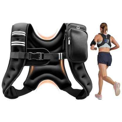 VEVOR Weighted Vest, 6lbs/8lbs/10lbs/25lbs Body Weight Vest for Men Women, with Reflective Stripe, Adjustable Buckle, Workout Equipment for Strength Training, Running, Jogging, Fitness, Muscle Building, Weight Loss - size: 6 lbs
