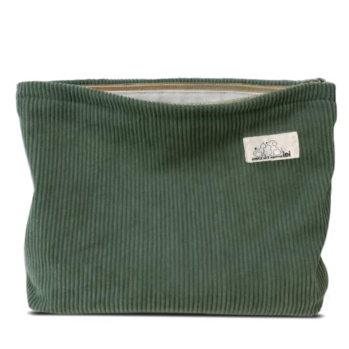 HAPPYHEIDI Large Makeup Bag Travel Cosmetic Pouch, Bronze Olive Green - color: Bronze Olive Green