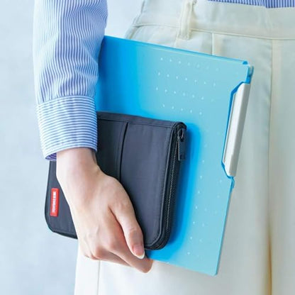 LIHIT LAB Slim Pen/Pencil Pouch, Wide, 0.7 × 5.5 × 8.5 Inches, Indigo (A7653-11) - color: Indigo, size: 0.7 × 5.5 × 8.5 Inches