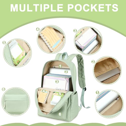 Bluboon Teen Girls School Backpack Kids Bookbag Set with Lunch Box Pencil Case Travel Laptop Backpack Casual Daypacks (Green set -3) - color: Green Set -3