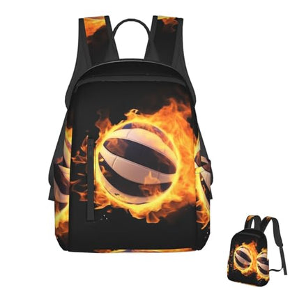 Burning volleyball pictures Travel Backpack for Men & Women 14 inch Laptop Backpack Waterproof Work Back Pack - color: Burning Volleyball Pictures