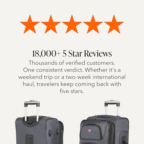 SWISSGEAR Sion Softside Expandable Spinner Luggage Durable Lightweight Travel Suitcase, Dark Grey, 2-Piece Set (Carry-On/Medium) - color: Dark Grey, size: 2-Piece Set (Carry-On/Medium)
