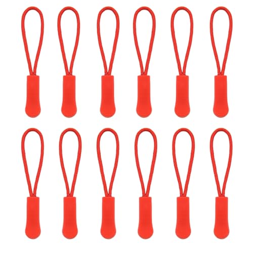 Yosawa 50 Pieces Zipper Pull Replacement，Nylon Zipper Tags Cord，Zipper Pull Puller for Jackets，Backpacks, Luggage, Purses, Handbags(Red) - style: Style-Red