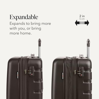 SWISSGEAR Signature Hardside Expandable Carry-On Spinner Luggage, ABS Construction, TSA-Friendly Lock, and Built-In Cupholder, Chocolate, 19-Inch - color: Chocolate, size: Carry-On 19-Inch