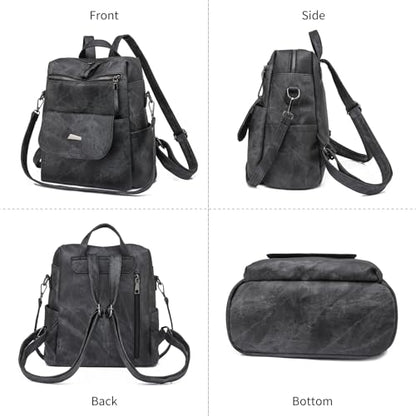 Backpack Purse for Women, PU Leather Backpack Purse, Fashion Travel Anti Theft Backpack, Multipurpose Lightweight Waterproof Convertible Purse Shoulder Bag Handbag, Black - color: Black
