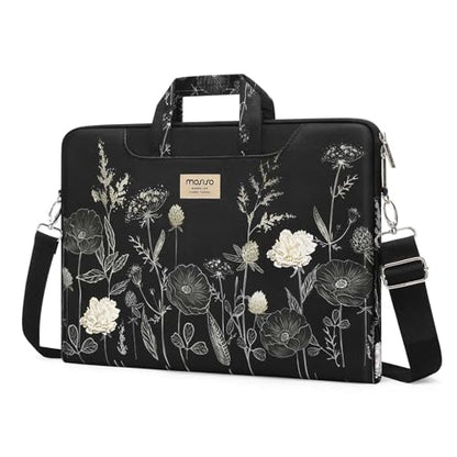 MOSISO Laptop Bag for Women 15.6 inch, 15-16 inch Computer Bag Compatible with MacBook Air 15 inch/Pro 16 inch, HP Dell Lenovo Asus Notebook, Laptop Messenger Shoulder Sleeve with Strap, Retro Flower