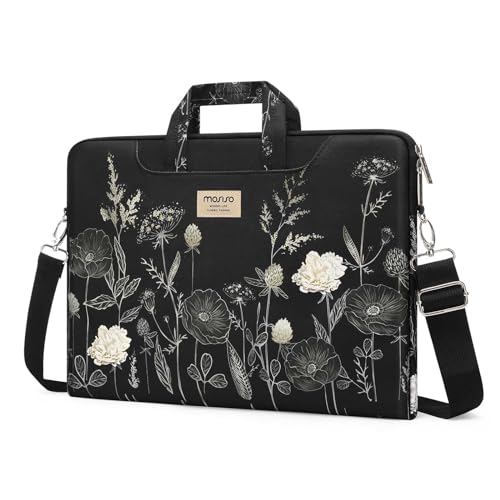 MOSISO Laptop Bag for Women 15.6 inch, 15-16 inch Computer Bag Compatible with MacBook Air 15 inch/Pro 16 inch, HP Dell Lenovo Asus Notebook, Laptop Messenger Shoulder Sleeve with Strap, Retro Flower