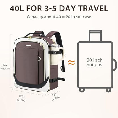 KROSER Laptop Backpack Large Computer Backpack Fits up to 17 Inch Laptop Water-Repellent 40L Travel Backpack Casual Daypack for Business/College/Women/Men-Beige/Coffee/Black - color: Beige/Coffee/Black