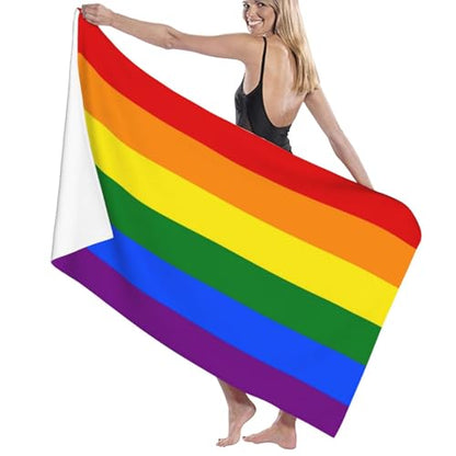 LGBT Pride Rainbow Beach Towel, Lesbians Gays Bisexuals Transgender Gift Quick Dry Sand Free Absorbent Bath Towel, Microfiber Lightweight Towel Pool Travel Camping Gym Swim 30x60 Inch/ 77X153cm - color: Lgbt Pride