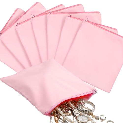 Sanwuta 8 Pcs Zippered Silver Storage Bags Anti Tarnish Silver Pouches Keeper Jewelry Storage Protector Bags(7.9 x 7.9 Inch,Pink) - color: Pink, size: 7.9 x 7.9 Inch