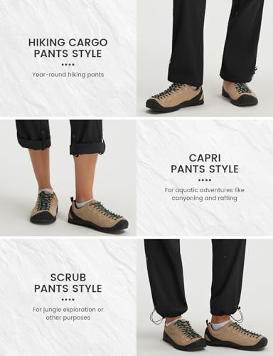baleaf Women's Hiking Pants Lightweight Water Resistant Quick Dry Cargo Trail Pants with Zippered Pockets Summer SPF - color: Black, size: X-Large