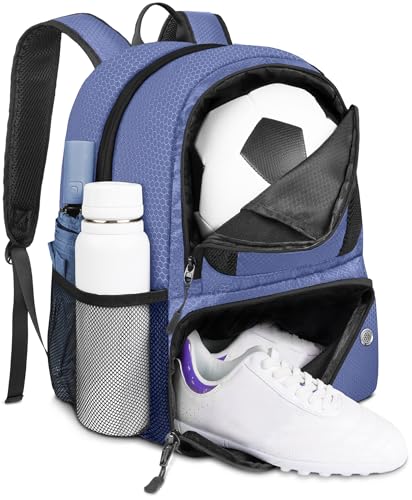 YOREPEK Soccer Backpack,Soccer Bag with Ball Holder, Water resistant Sport Equipment Bags Fit Basketball Volleyball Football - color: Purple