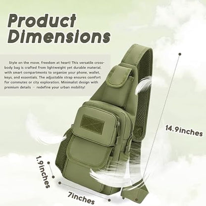 Sling Bag Crossbody Backpack for Men Women Travel Outdoor Camping (Army green) - color: Army Green