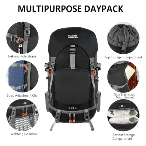 35L Hiking Backpack for Women men,Waterproof Camping Outdoor Backpacking Backpack for Travel lightweight Hiking Trekking Daypack - color: Black