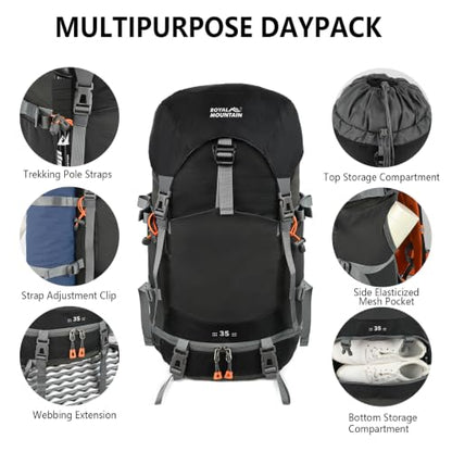 35L Hiking Backpack for Women men,Waterproof Camping Outdoor Backpacking Backpack for Travel lightweight Hiking Trekking Daypack - color: Black