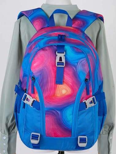 BLUEFAIRY High School Backpack for Girls Boys Middle School Bookbag for Kids Back to School Bag for College with Large Compartment Casual Daypack Mochilas para Niñas Adolescentes 18" Tie Dye Blue - color: Sky Blue