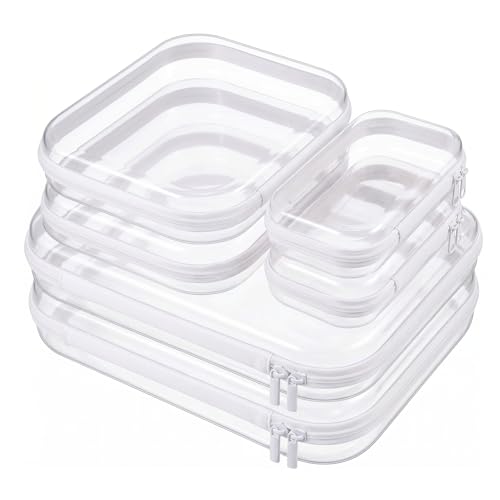 6 Pack Clear Hard Shell Zipper Cases,Cosmetic Bag Transparent Travel Organizer Pouches for Makeup Toiletries Electronics Pencil Storage Toy Organizers Diaper Bag & Home Use(White:2L+2M+2S) - color: Clear White, size: 6 Pack (2L+2M+2S)