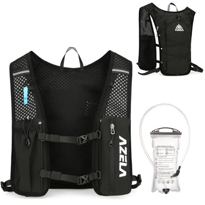 Azarxis Running Water Bottles Flask BPA Free Leakproof Hydration Vest Packs Waist Belt Replacement for Triathlon Marathon Hiking Cycling Climbing Runner - color: #2 Black (7L) + 1.5L White Water Bladder