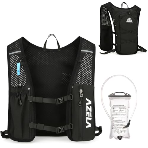 Azarxis Running Water Bottles Flask BPA Free Leakproof Hydration Vest Packs Waist Belt Replacement for Triathlon Marathon Hiking Cycling Climbing Runner - color: #2 Black (7L) + 1.5L White Water Bladder