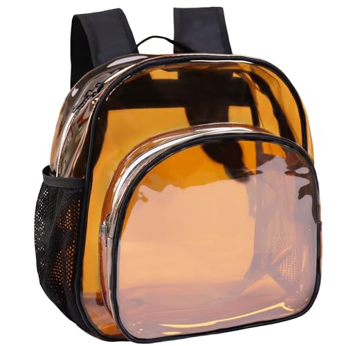Clear Backpack Stadium Approved 12x12x6 Small Clear Backpack for Concert,Work,Festival,Security,Stadium - color: Brown