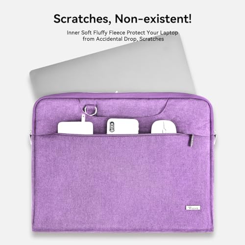 Voova Laptop Bag 15.6 Inch, Waterproof Computer Sleeve Carrying Case with Shoulder Straps & Handle Compatible with Macbook Air 15 M2/M3/M4, MacBook Pro 15/16, 15-16 Inch Hp Dell Lenovo Asus, Lavender - color: Lavender, size: 14-15.6In & 2019 New Macbook P