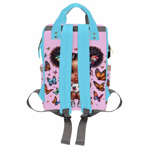 Customized Diaper Bag with Name, Personalized School Bag for Girls Butterfly Pattern, Monogram Nappy Backpack with Thermal Pockets for Adults Kids, Large Capacity Waterproof Diaper Bag, Travel Gifts - color: Color-8