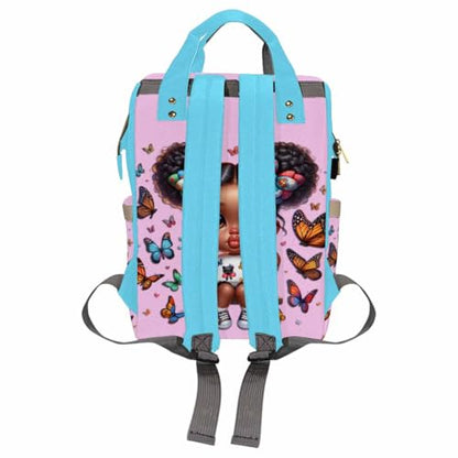 Customized Diaper Bag with Name, Personalized School Bag for Girls Butterfly Pattern, Monogram Nappy Backpack with Thermal Pockets for Adults Kids, Large Capacity Waterproof Diaper Bag, Travel Gifts - color: Color-8