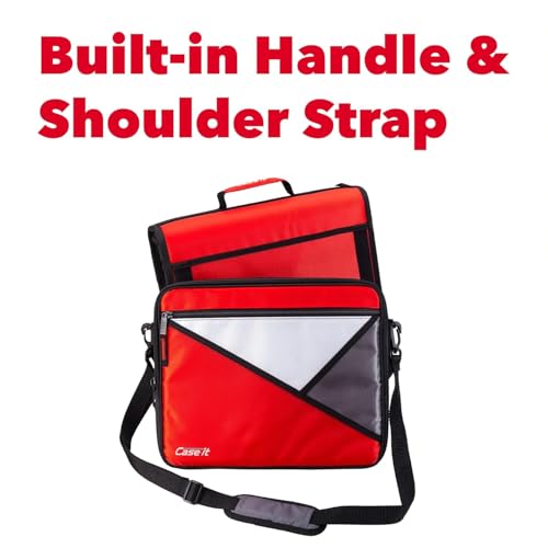 Case-it School Zipper Binder | 1.5" D-Ring | 325-Sheet | LT-207 Fire Red - color: Fire Red, size: 1 Pack