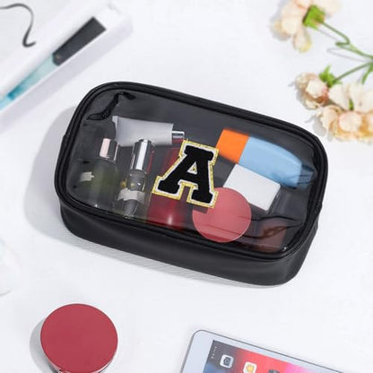 YOOLIFE Travel Clear Makeup Bag Toiletry Bag, Make up Bag Waterproof Toiletry Bags for Women Cosmetic Bag Birthday Gifts for Women Personalized Mother Girlfriend Wife Bridesmaid Gifts Black Letter G - color: Large-Black, style: G