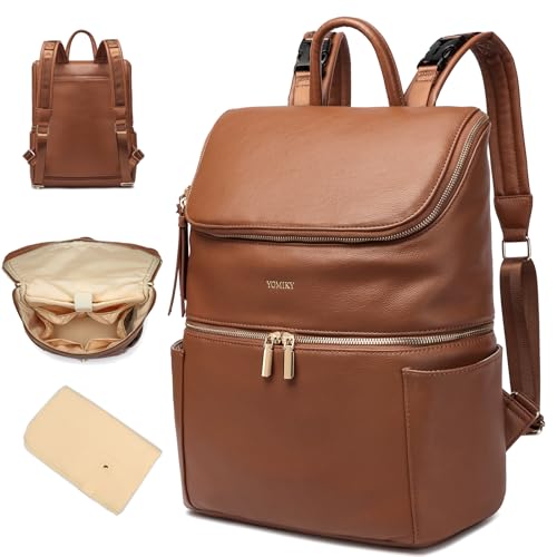 Leather Diaper Bag Backpack for Boy Girl Twins, Toddler Diaper Bag with Multiple Pockets, Cooler Compartment - color: Zeal Brown