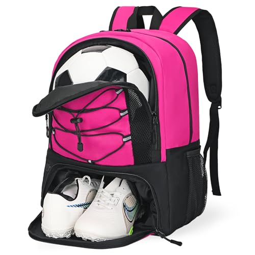 Goloni Soccer Bag, Basketball Bag with Ball Compartment & Shoe Compartment,Large Soccer Backpack for Basketball,Gym，Football - color: Pink