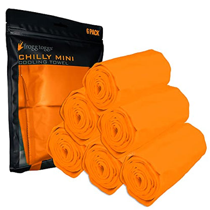FROGG TOGGS Chilly Mini Cooling Neck Towel, 6 count, 29"x3" - color: Orange - 6 Pack