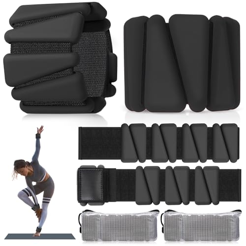Vinsot Wrist and Ankle Weights for Women Men Set of 4(1 lb Each) adjustable Arm Leg Silicone Weighted Wristbands Bracelets for Pilates Yoga Gym Workout Running Walking Strength Training(Black) - color: Black