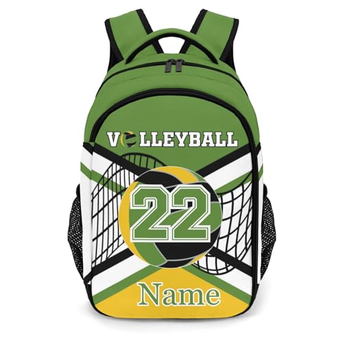 Dark Green Gold Volleyball Customized Waterproof Backpacks Shoulders Daypacks Bags - color: Muilti 9