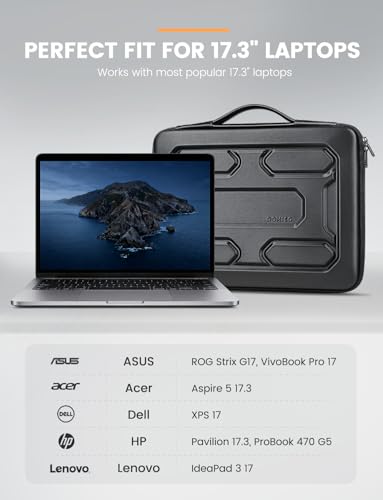DOMISO 17 inch Laptop Sleeve with Handle Shockproof Computer Bag Waterproof EVA Protective Carrying Case for 17.3" MSI GS73VR Stealth Pro/HP Envy 17/LG Gram 17"/ROG Strix GL702VS, Black - color: Black, size: 17.3 inch