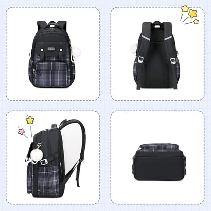 MUSEVOS Girls Backpack, Ideal School Backpack for Girls from Elementary to Teen Years, Kawaii Bookbag Cute Large Capacity - color: Black