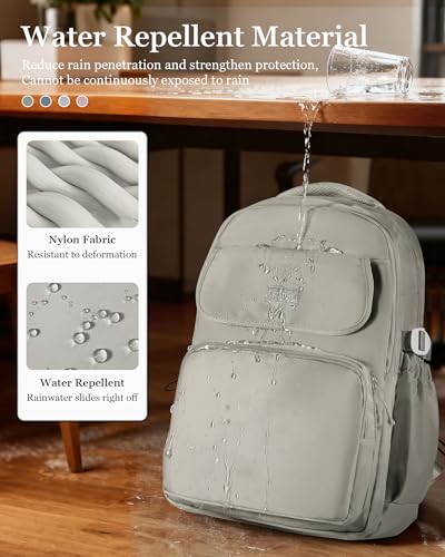 Cute Middle School Backpack For Teen Girls,Waterproof Casual Bookbags,Lightweight Travel Daypack,Basic Laptop College Backpack For Women(grey brown） - color: A7-gray Brown