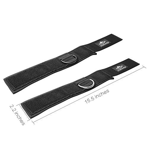 Ankle Wrist Cuffs Neoprene Padded Straps D-Ring Glute Kickback for Cable Machines Legs Exercise Adjustable Fitness - color: D ring silver