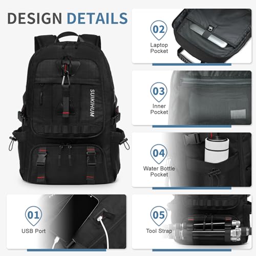 Travel Backpack 35L TSA Approved Carry on Backpack with Shoe Compartment & Wet/Dry Separation, Laptop Bag Fits 18.4 Inch Computer, Water Resistant Backpack for Men Women, Black - color: Standard Black