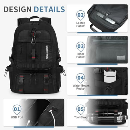 Travel Backpack 35L TSA Approved Carry on Backpack with Shoe Compartment & Wet/Dry Separation, Laptop Bag Fits 18.4 Inch Computer, Water Resistant Backpack for Men Women, Black - color: Standard Black
