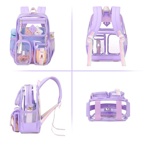 PIG PIG GIRL Mini Clear Backpack for Stadium Events, Small Clear Bag for Child for Festival Concert,Purple(Not Fits School) - color: Mini-purple