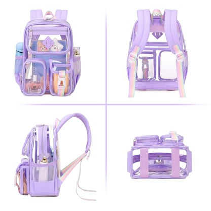 PIG PIG GIRL Mini Clear Backpack for Stadium Events, Small Clear Bag for Child for Festival Concert,Purple(Not Fits School) - color: Mini-purple