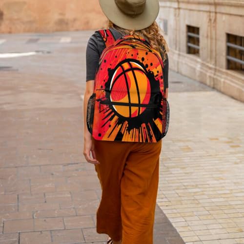 Large Backpack with 15.6 Inch Laptop Compartment, Basketball Painting Adult Backpack for Work, Travel & School College Boys Girls - color: Basketball Painting