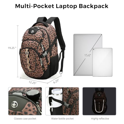 Swissdigital Design Backpack for Men with USB Charging Port SD803-103 - color: Brown Leopard