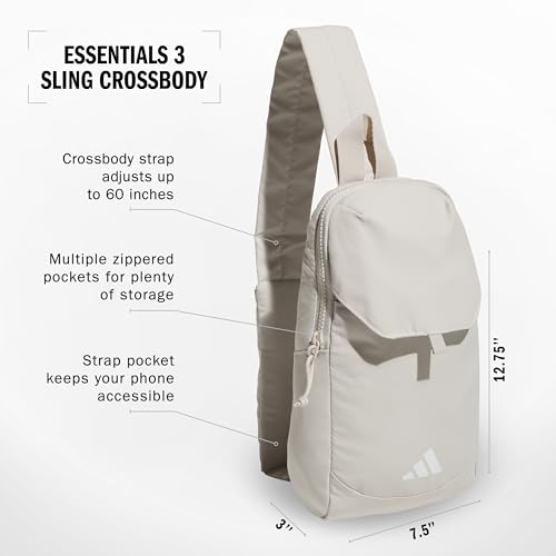 adidas Essentials 3 Crossbody – Sling Bag with Phone Pocket - color: Wonder Alumina Grey