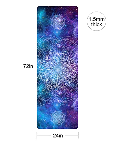 nuveti Printed Travel Yoga Mat-1/16 Inch Thick Non Slip Fitness Workout Mat with Carrying Bag, Foldable Lightweight Suede & Natural Rubber Yoga Mat for Yoga Pilates and Fitness 72" L x 24" W x 1.5mm - color: JingMo