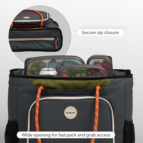 Igloo Soft Cooler Bag | Summit Series | Insulated Cooler Tote | Backpack Cooler - color: Tactical Gray 30 Can